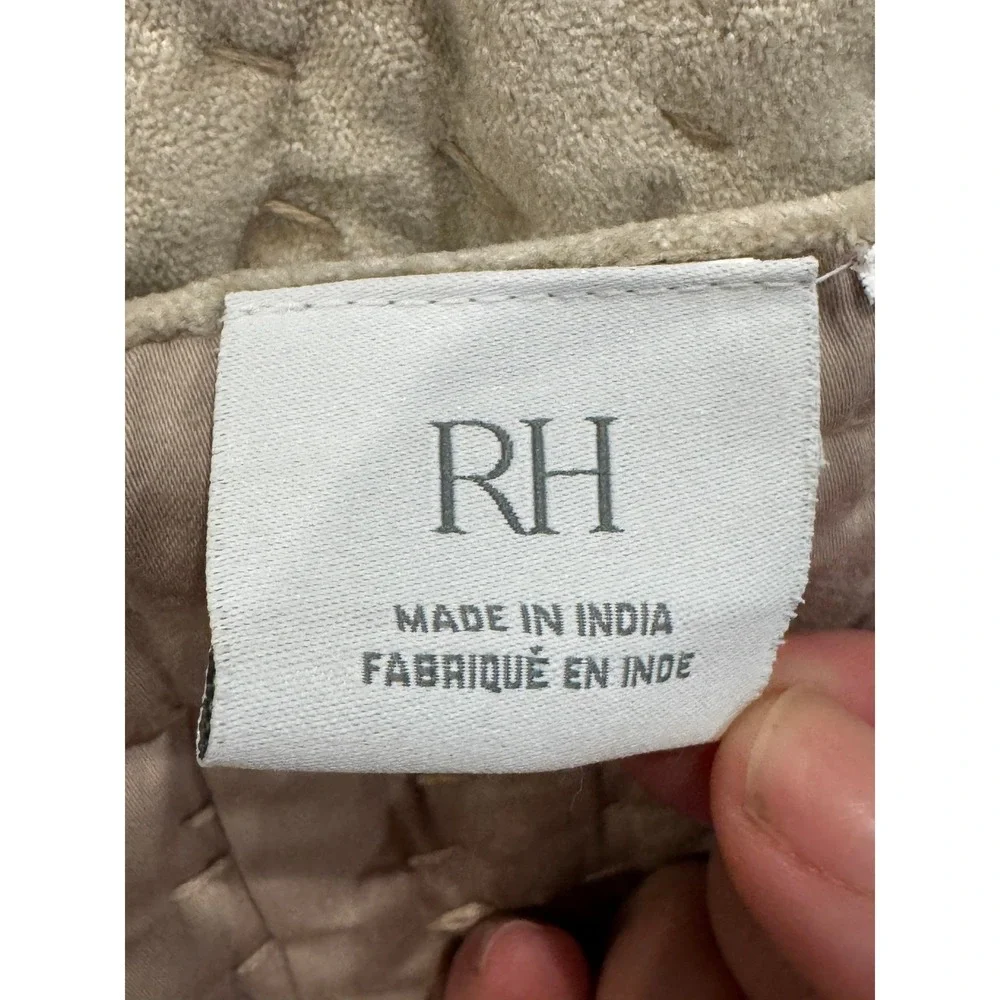 Restoration Hardware RH Holiday Velvet Quilt King Cal King Champagne Beige 3 Pc